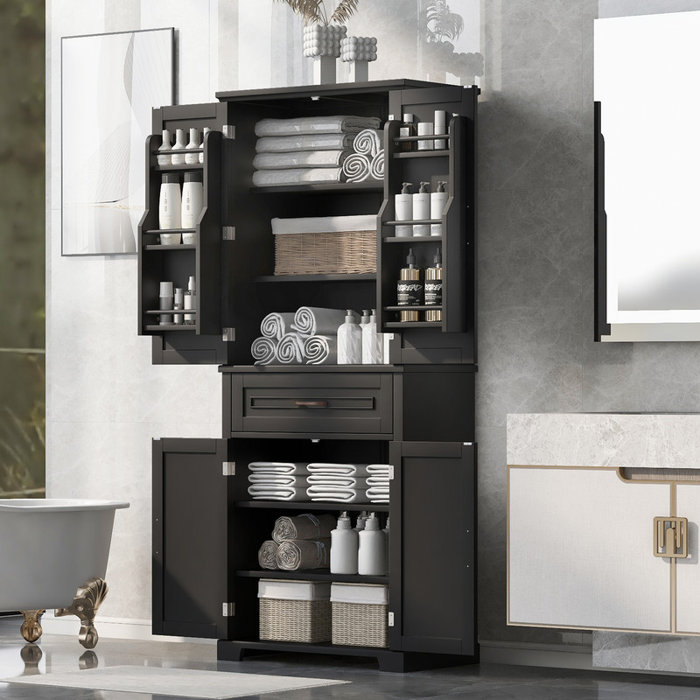 Wildon Home® Dorry 72"H Bathroom Storage Cabinet with Adjustable Shelf ...